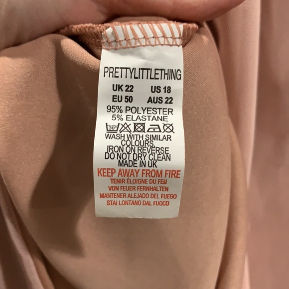 NWT Pretty Little Thing size 18 dusty rose mesh ruched Bardot bodycon dr… - Picture 7 of 9